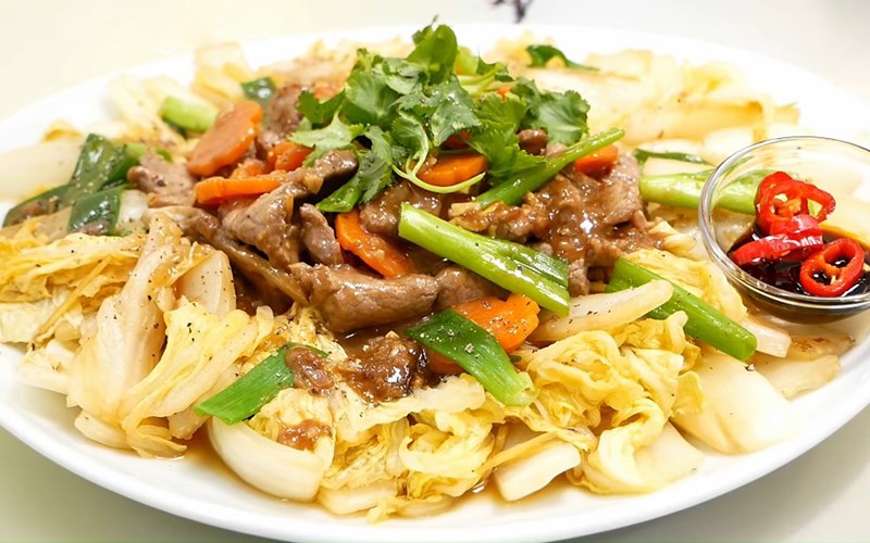 Cải thảo xào thịt bò